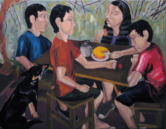 Los tomadores de mate II Acrylic Canvas Figure Painting