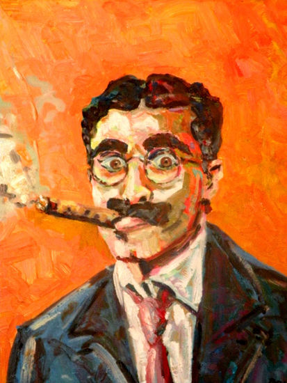 Groucho Marx Oil Panel Portrait