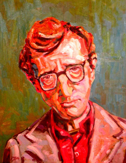 Woody Allen Óleo Tabla Retrato