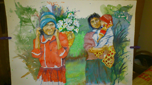 Flores Watercolour Paper Figure Painting