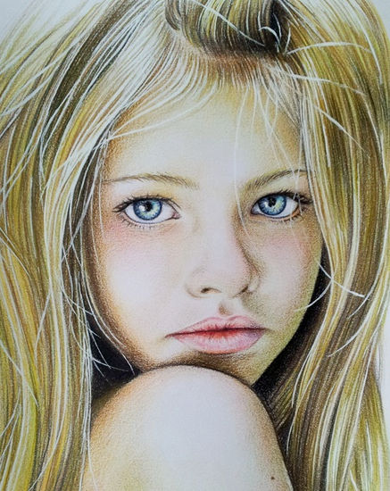 Thylane Blondeau Lápiz (a color) Papel Retrato