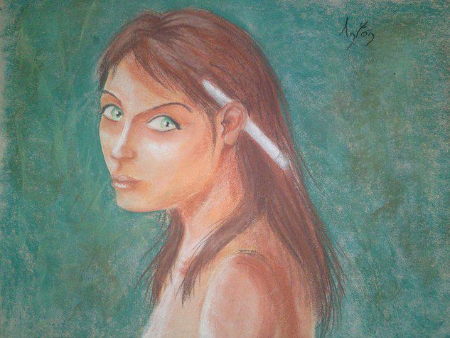 mujer Pastel Paper Portrait