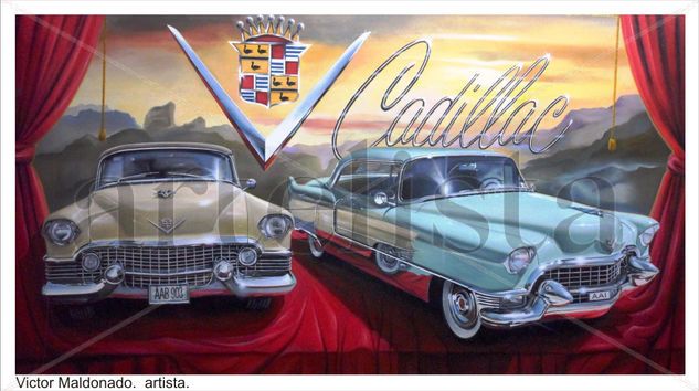 Poster. Cadillac-   1954- 1955. Oil Textile Others