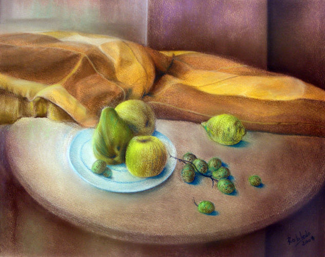 Bodegon con limon Pastel Paper Still Life Paintings