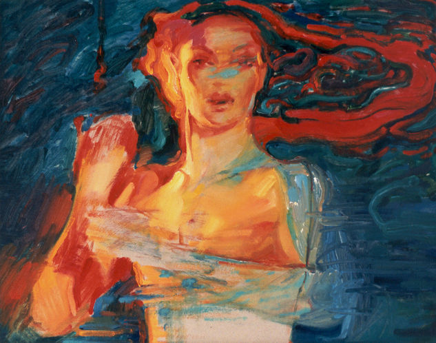 Dorado poema Oil Panel Figure Painting