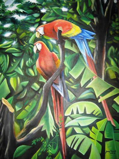 guacamayas Óleo Tela Paisaje