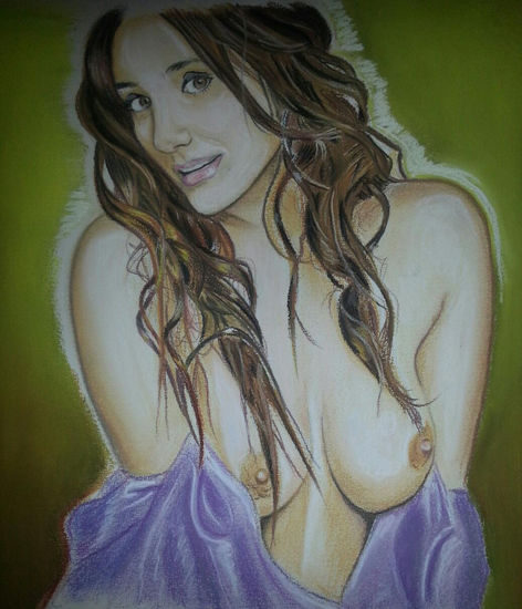 te espero Pastel Paper Nude Paintings