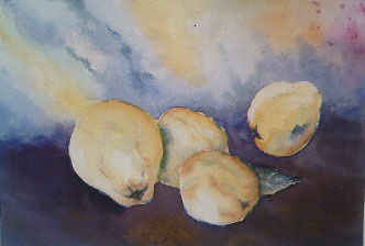 mesa con membrillos Watercolour Paper Still Life Paintings