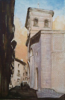 iglesia de chinchilla de montearagon Watercolour Paper Landscaping