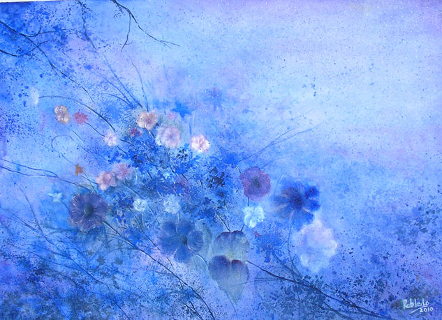 flores azules Watercolour Paper Floral Painting