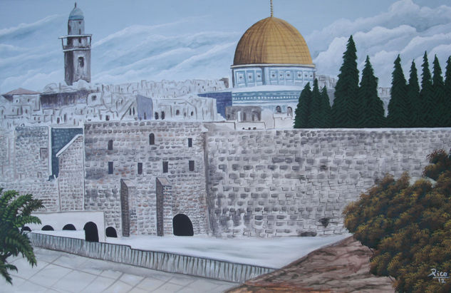 jerusalen, la niña de los hojos de DIOS. Acrylic Canvas Landscaping