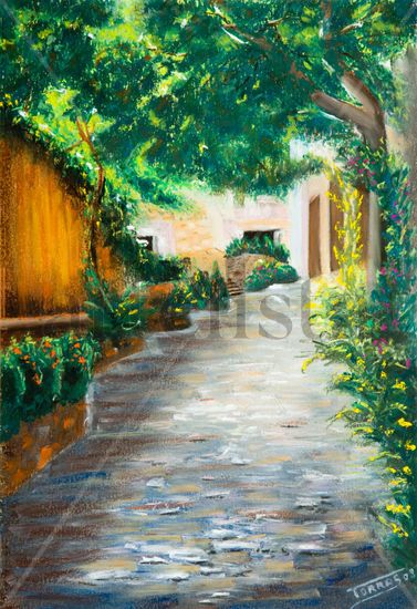 Carrer típic de Tossa Pastel Card Landscaping