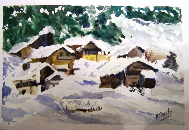 Nieve en los Alpes Watercolour Paper Landscaping