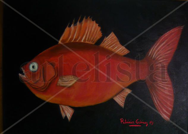 Red Fish Oil Canvas Marine Painting