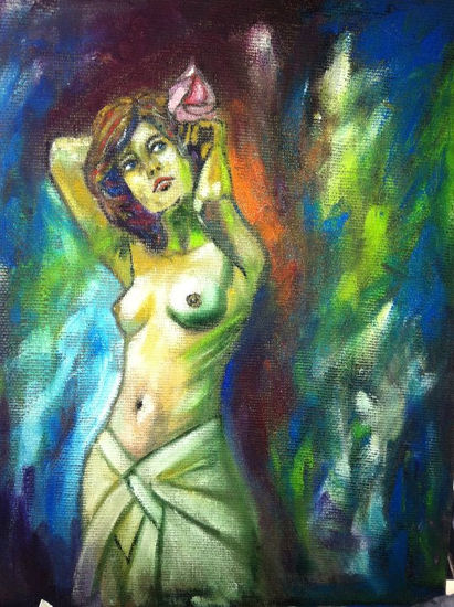 flor de canto de primavera Oil Textile Nude Paintings