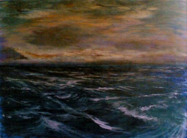 Horizonte incierto en la tormenta Oil Canvas Marine Painting