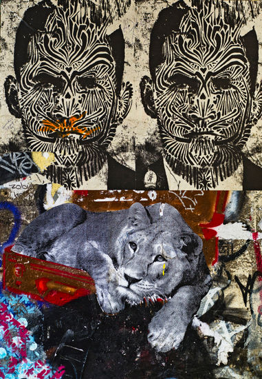 Berlin StreetArt - Tattooed Faces and Lion Otras temáticas Color (Digital)