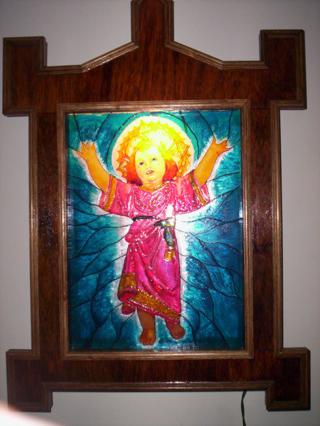 Vitral Divino Niño (pintura en vidrio)