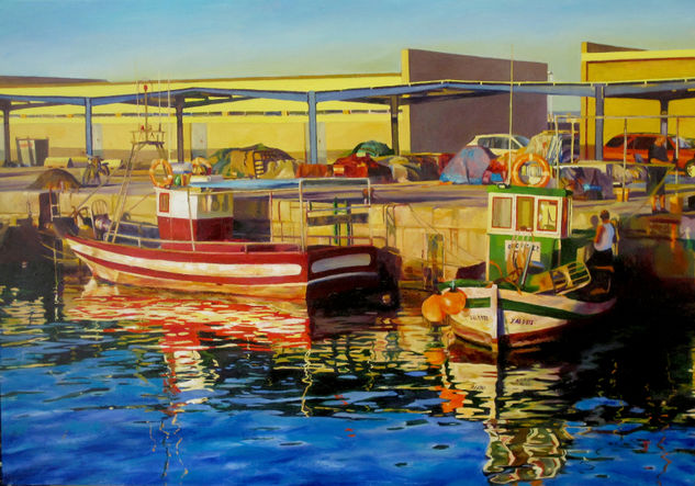 ATADECER EN BARBATE Oil Panel Marine Painting