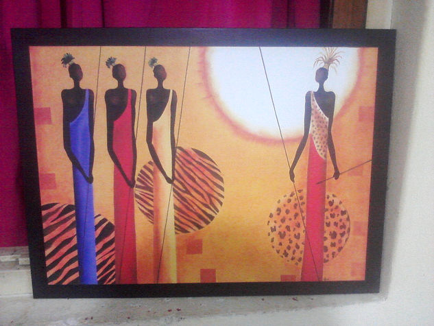 Cuadro decorativo. Guerreros africanos. Acrylic Panel Figure Painting