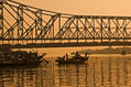 Kolkata - Hooghly River and Howrah Bridge in Evening  Light