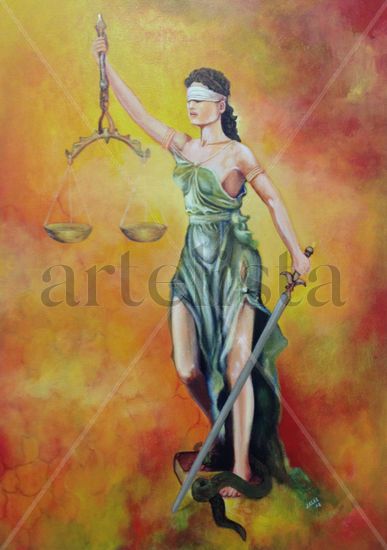 JUSTICIA EN AMARILLO Mixed media Canvas Figure Painting