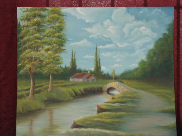 la casita tras el puente Oil Canvas Landscaping