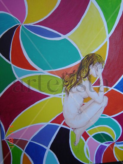 la mujer y  el movimento Acrylic Textile Figure Painting