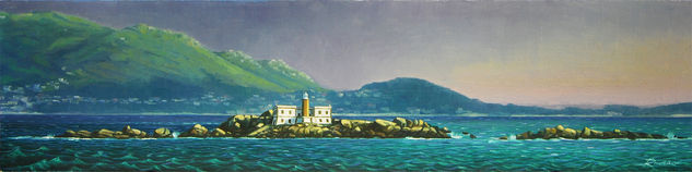 Faro de Illa lobeira (Corcubión) Oil Canvas Marine Painting