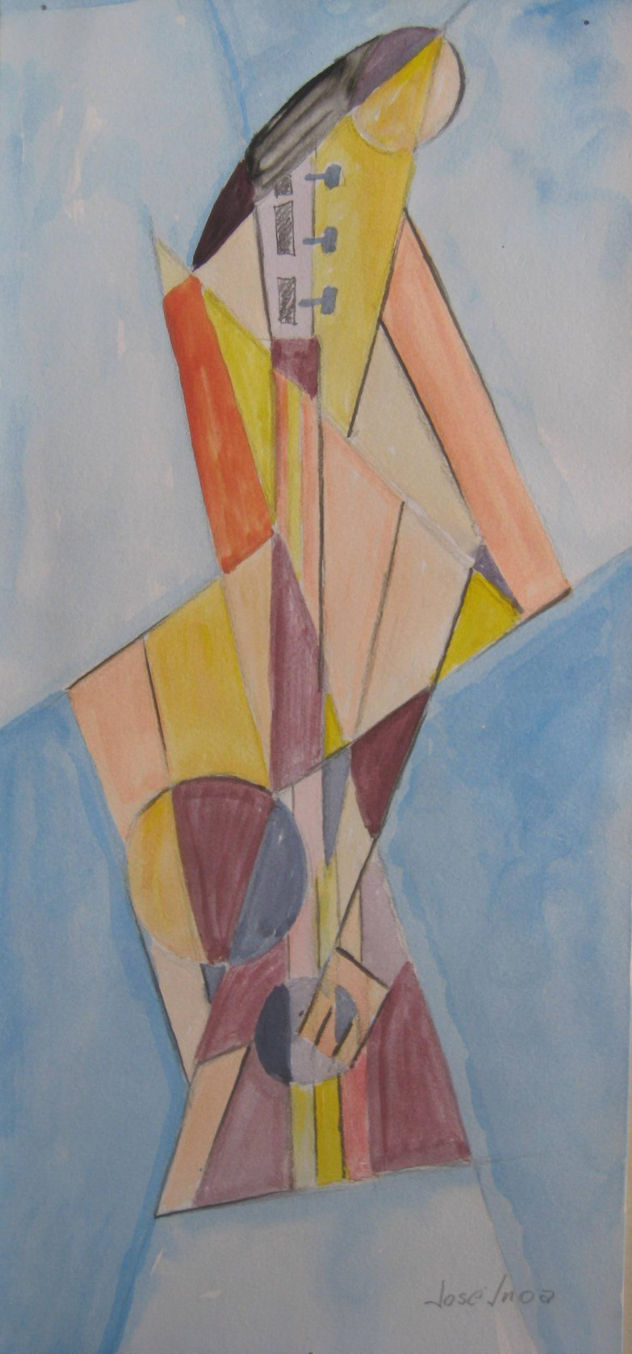 MUJER CON GUITARRA(acuarela)