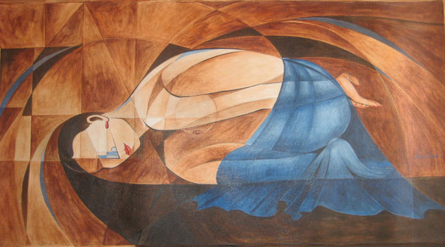 POSE ATREVIDA Oil Textile Figure Painting