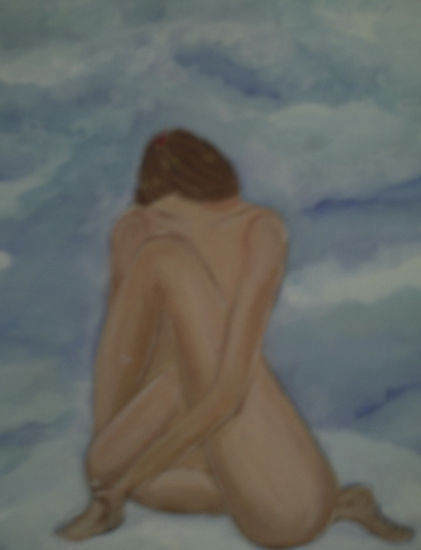 Meditando en las nubes Oil Canvas Nude Paintings