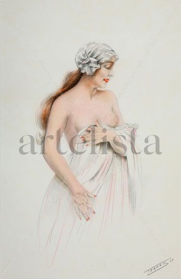 Després del bany Pencil (coloured) Paper Nude Paintings