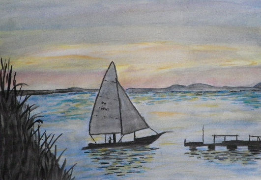 Velero Acuarela Papel Paisaje