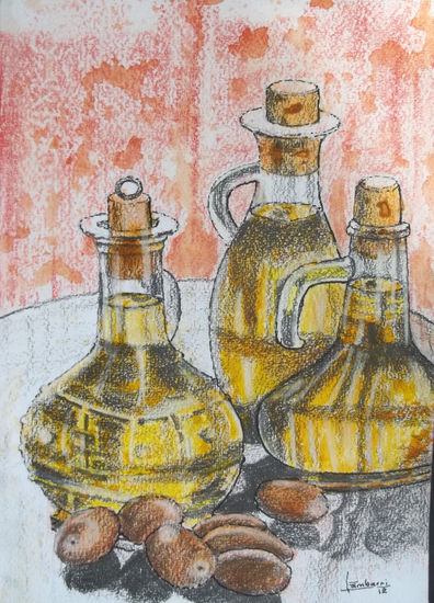 Garrafas Pencil (coloured) Paper Still Life Paintings