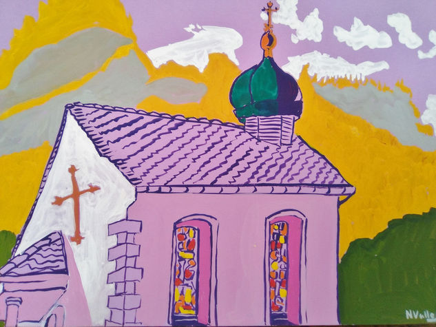 Iglesia de Quinten, Suiza Acrylic Paper Landscaping