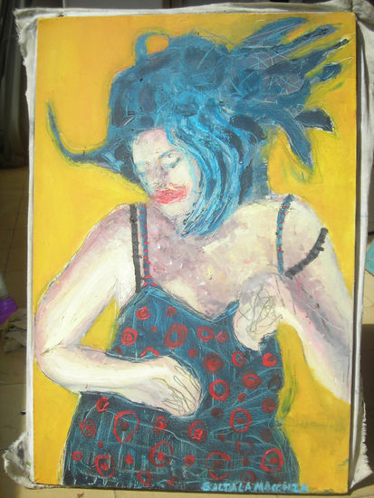 blue girl Media Mixta Lienzo Figura