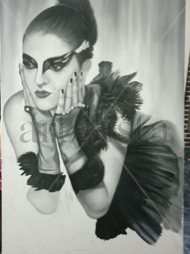 cuadro hiperrealista cisne negro