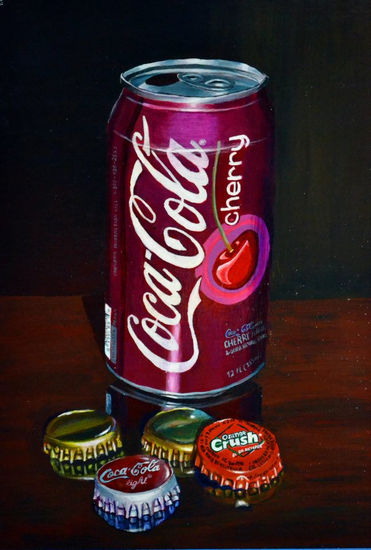 Coca-Cola Cherry Acrylic Panel Still Life Paintings