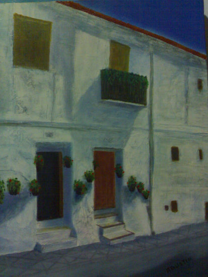 casa del pueblo Oil Canvas Landscaping