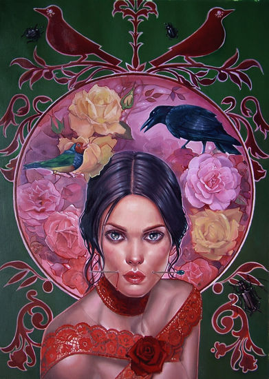 Bewitched words in a secret garden Oil Canvas Portrait