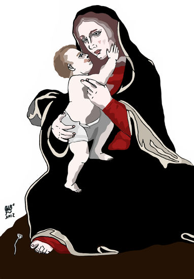 Virgin and Child_1512_ALBERTINELLI, Mariotto_copydraw by jlb 