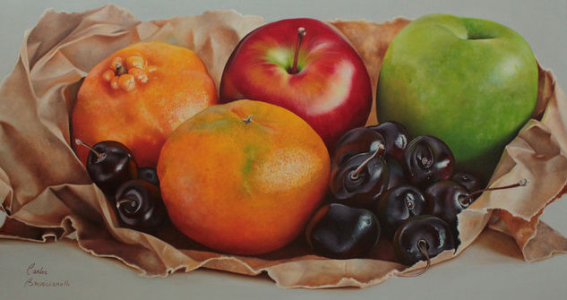 frutas y papel Oil Canvas Still Life Paintings