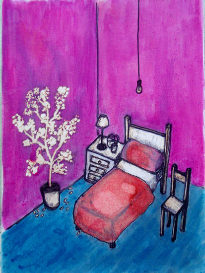 el cuarto del arbol Ink Glass Figure Painting