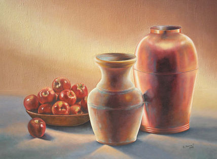 "jarrones y manzanas"