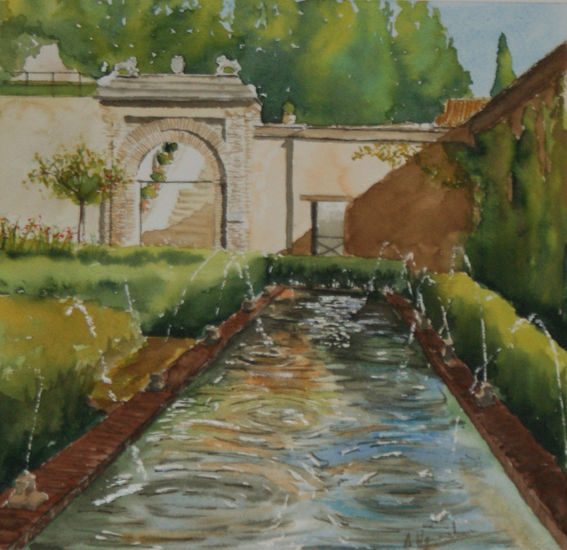 Generalife, patio del cipres Watercolour Paper Landscaping