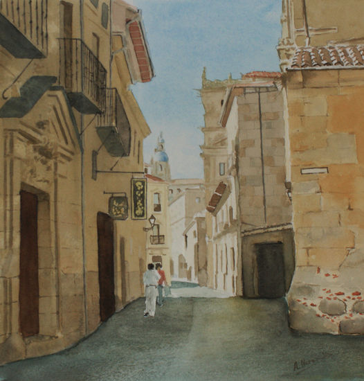 Una calle de Salamanca Watercolour Paper Landscaping