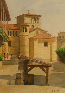 Colegiata, Santillana de Mar Watercolour Paper Landscaping