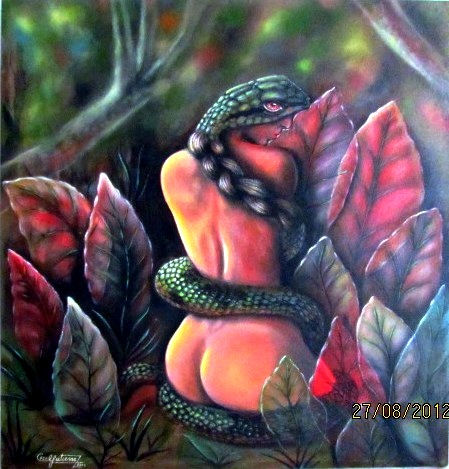 mujer serpiente Acrylic Others Nude Paintings