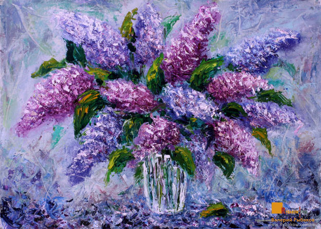 Flowers Oil painting - Bouquet fresh flowers lilac. Painting for SALE. Oil Canvas Floral Painting